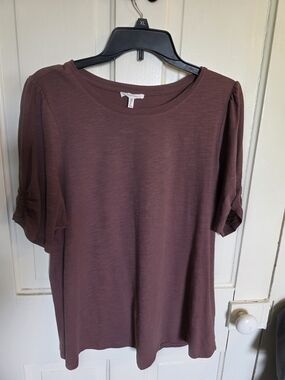 Maurices Plum Puff Sleeve Short Sleeve Tee-size 0X